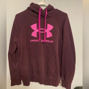 Under Armour Burgundy Hoodie with Vibrant Pink Logo